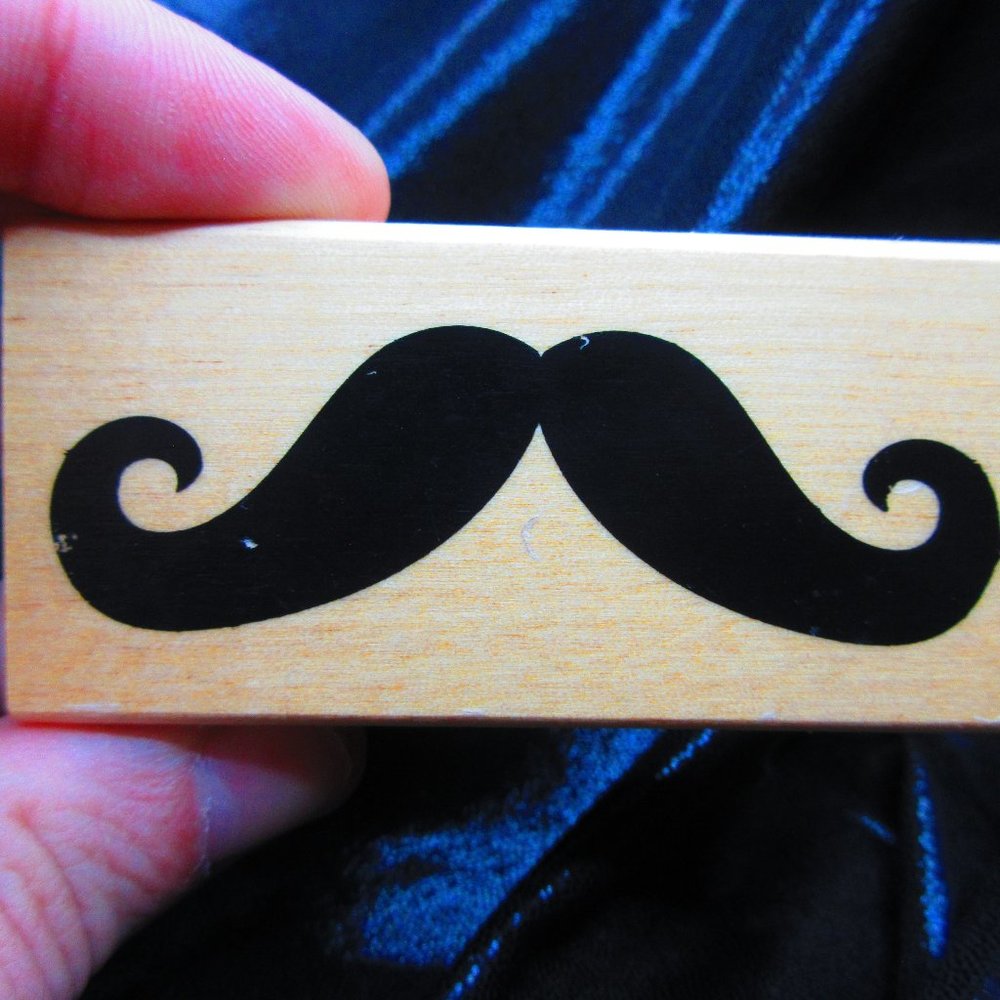Mustache Wood Mounted Stamp 1.5" x 3"